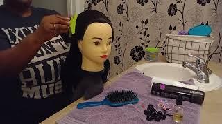 ASMR part #2 combing, brushing, styling mannequin hair