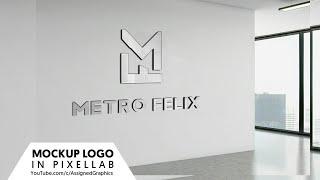 3D Office Interior Logo Mockup Design In PixelLab