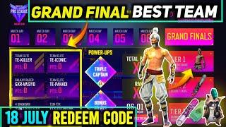 ffpl grand final best team| 18 july redeem code freefire| golden shade bundle kaise milega ?