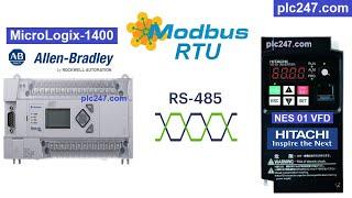 MicroLogix 1400 "Modbus RTU" Hitachi NE-S1 Tutorial