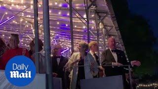 Theresa May dances to Dancing Queen at Henley Festival