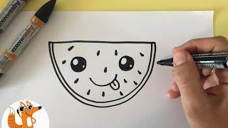 Hogy rajzolj CUKI dinnyét - Kawaii rajzolás tanulása - Egyszerű rajzos videók lányoknak