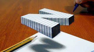 3D Trick Art On Line Paper, Floating Letter N