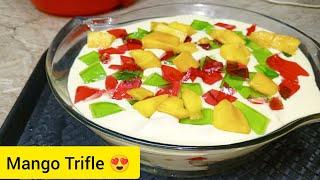 Yummiest Easy Mango Cake Trifle Recipe By Masara Kitchen - Cake Custard Trifle Recipe 