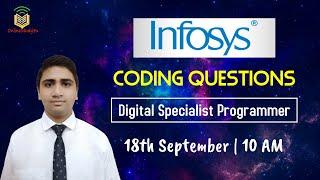 Infosys Programming Question |  Specialist Programmer Role | Question asked on 18th september
