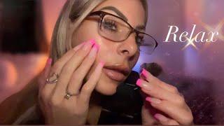 ASMR SUPER Slow Clicky Whispering Touching & Tracing My Face With A Brush & Screen Tapping