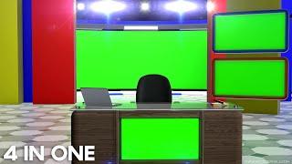 Green Screen Studio News Desk With Chair And Laptop - By MTC Tutorials