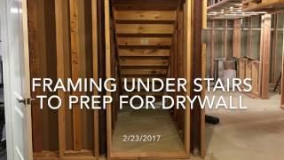 Finishing My Basement - Framing Under Stairs to Prep for Drywall