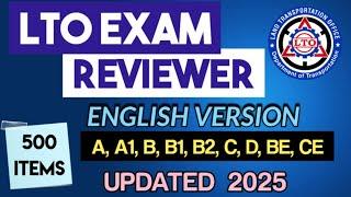 LTO EXAM REVIEWER 2025 ENGLISH VERSION 500 ITEMS UPDATED 2025