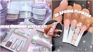 TRYING KIARA SKY 14 PIECE ACRYLIC KIT | ALL ESSENTIALS IN ONE! | SIMPLE SPRING 3D ACRYLIC FLOWERS 
