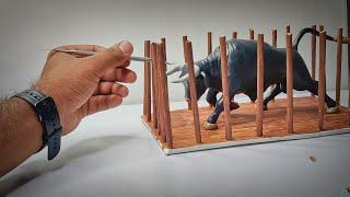 How To Make Mini Bull in side Cage From Clay step by step, Clay crafts, Clay art, Clay modelling