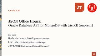 Oracle Database API for MongoDB: use with 21c XE onprem