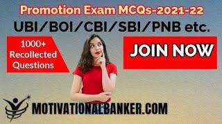 Important MCQ for Bank Promotion Exam - bank promotion recalled questions 2021