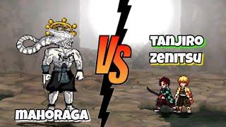 Mahoraga Vs Tanjiro and Zenitsu jujutsu kaisen x demon slayer fights / mugen