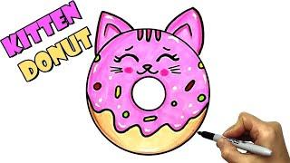 How to draw a cute donut kitten | Drawing coloring book #2023