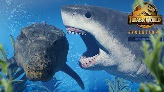 MEG DESTROYS MOSA! Megalodon All Animations Showcase - Jurassic World Evolution 2