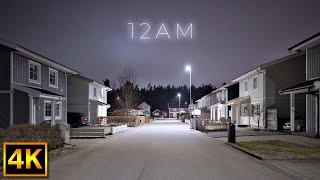 12AM  Relaxed night walk in suburban Sweden - 4K Slow TV