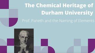 Prof. Paneth and the Naming of Elements