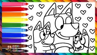 Draw and Color Bluey, Bingo, and Bandit ️ Drawings for Kids