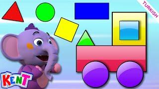 Treni Şekillerle Doldurmak 🟣🟦 | Learn Shapes with Kent | Sevimli Fil Kent