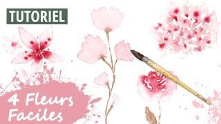 Easy Watercolor Flowers - Real time beginner tutorial