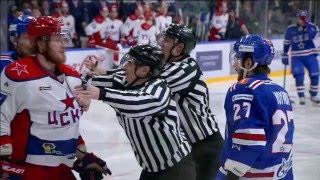 Slava Voynov confronts Ivan Telegin just before his fail of the game