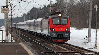 Trains on the railway Moscow - Ryazan. Peski - Golutvin stretch. Russia. Part 2. January 2023.