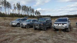 Старичок Pajero & Pajero sport 2, Kia Sorento и Ssang Yong Kyron, Offroad на песчаных горках.