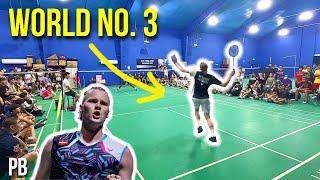 Can talented club player challenge WORLD No. 3 ANTONSEN in a game of Box Singles?