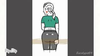 Gym girl gets gassy and poop herself (fart animation)