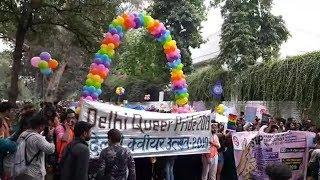 LGBT community members and supporters at the Delhi Queer Pride March in the national capital