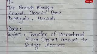 Letter to BANK manager for premature withdrawal of Fixed Deposit amount/Official Letter