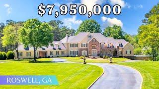 $8M Estate on 12 Acres 26,371 SQFT w/Full Indoor Basketball Court & Lap Pool, 8 Car Garage & Lake