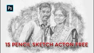 15 Pencil sketch effect action free for Photoshop