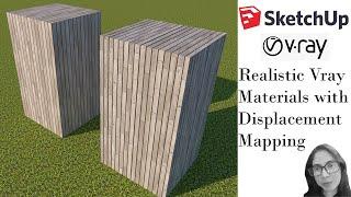 Realistic Material with Displacement Mapping in SketchUp Vray #sketchup