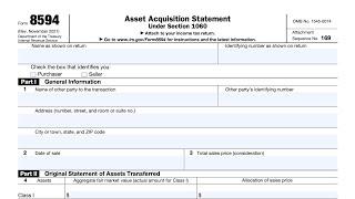 IRS Form 8594 walkthrough (Asset Acquisition Statement under IRC Section 1060)