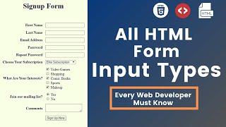10 Input Types in HTML Every Web Developer Must Know in 2024 | HTML5 Input Types Tutorials