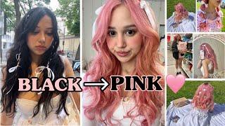 BLACK BOX DYE to PINK hair at home🩷