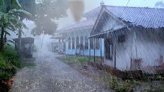 Extreme Super Storm & Very Scary Lightning in the quiet village|| Hura Rain Village|| Rain Drum