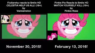 Fluttershy vs Pinkie Pie Reacts to Smile HD! The MLP Voice Reaction Mashup! (Remake)