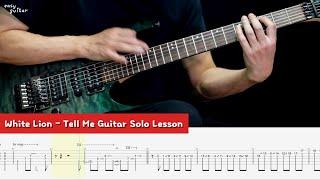 White Lion - Tell me Guitar Solo Lesson With Tab (Slow Tempo)