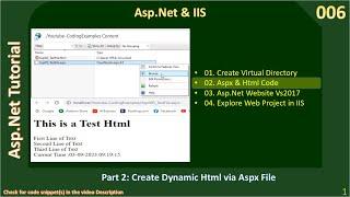 Asp Net & IIS | Part 2 - Create Aspx File for DHTML | Asp Net C# Tutorial #006