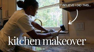 DIY BUDGET KITCHEN MAKEOVER EP 3 | Prepping Walls for Tile Backsplash & Removing Old Window Trim