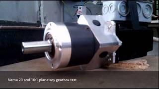 x axis test with stepper motor nema 23 and 10:1 planetary gearbox