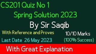 cs201 quiz 1 2023|cs201 quiz 1 solution spring 2023 | cs201 quiz 1 spring 2023| by Sir Saqib