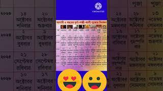 Next five years durga puja date|| পরবর্তী দূর্গা পূজার সময়সূচী ||  Durga Puja 2024 date #shorts