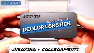 DCOLOR USB Stick Decoder Digitale Terrestre DVB-T2 - Unboxing & Collegamenti alla TV