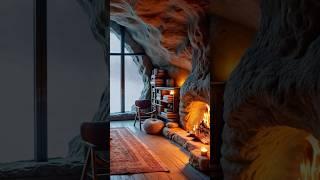 Sleep aid and Healing ️ Burning fireplace, Cave cozy cabin, Blizzard #relax