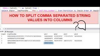 How to split comma separated string values into columns ?