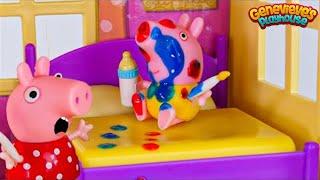 Toy Learning Video for Kids - Peppa Pig Babysitting Baby Alexander!